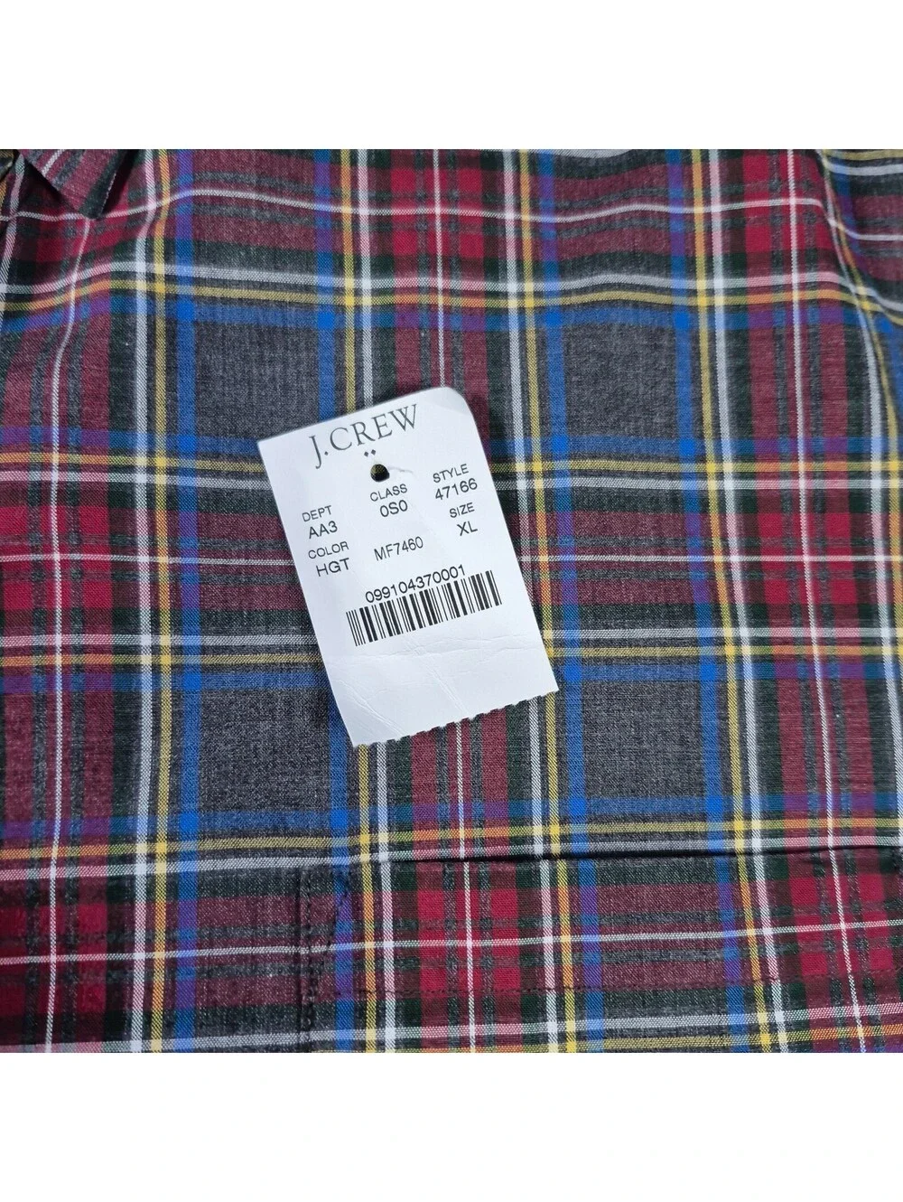NWT J. Crew Heathered Cotton Long Sleeve Shirt Sz XL Plaid Button Collar